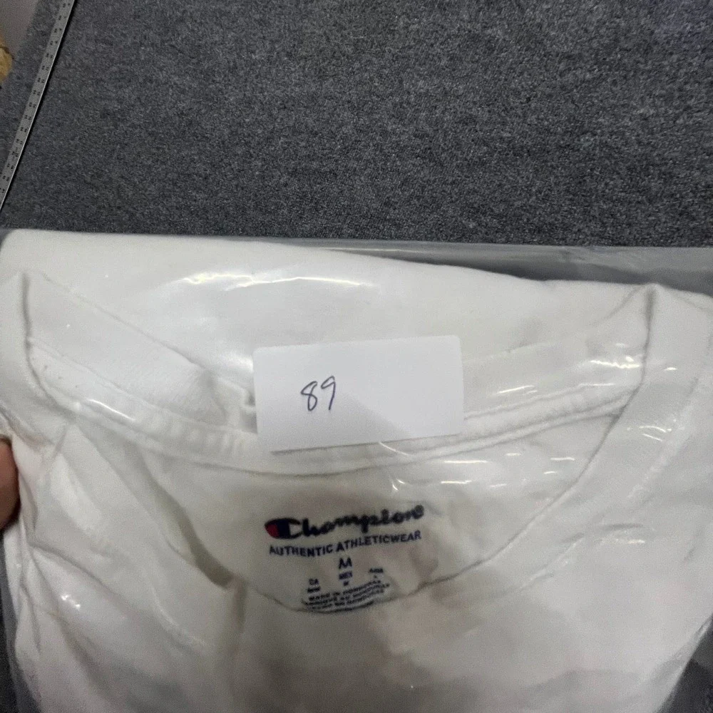 Champion T-Shirt Mens Size M White Graphic Back Logo Short Sleeve Fair Condition - Picture 7 of 7